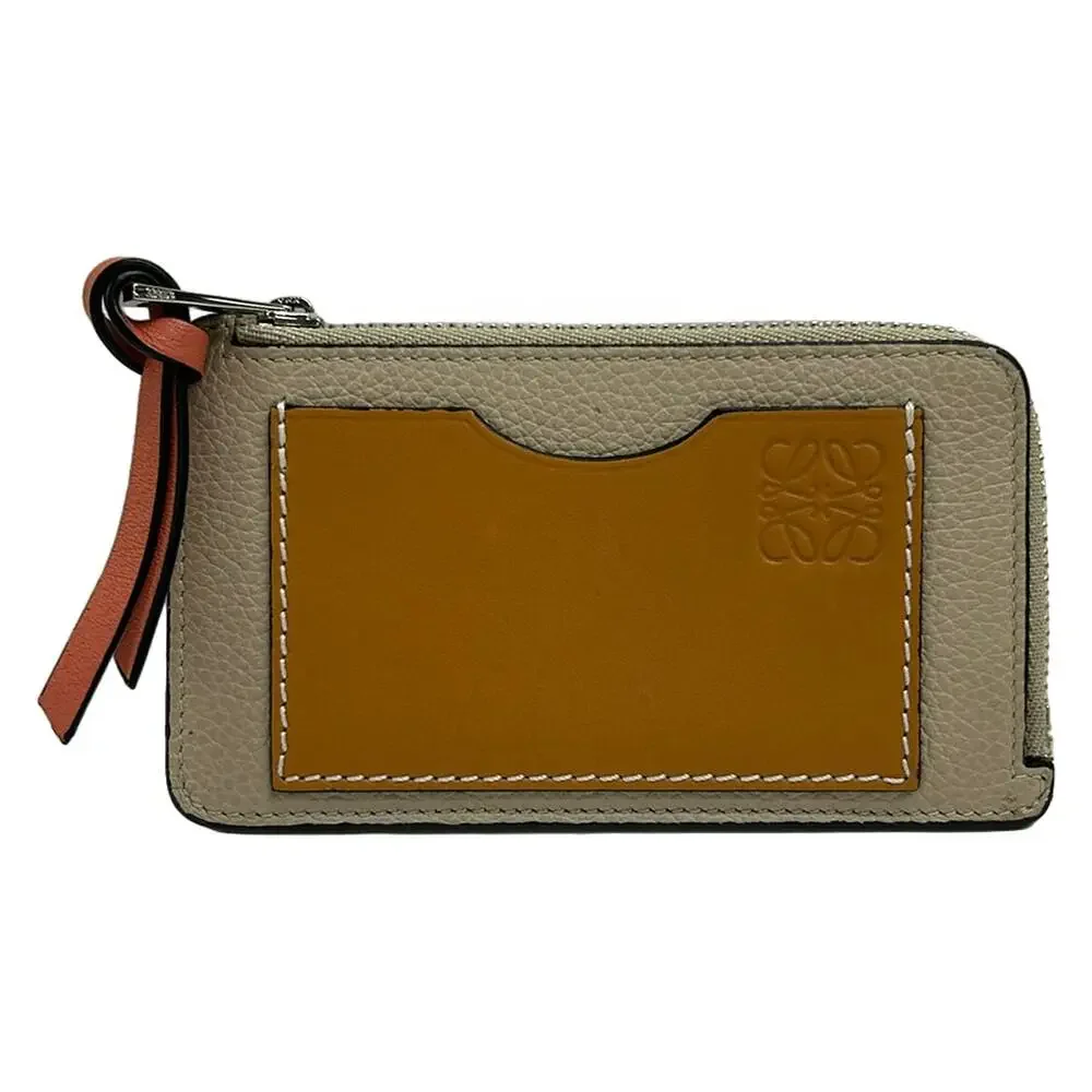 Loewe Coin Card Holder Coin Case Gray Light Brown Pink